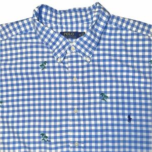 RALPH LAUREN ☆ Embroidered Palm Tree Short Sleeve Collared Shirt ☆ Size 4XB
